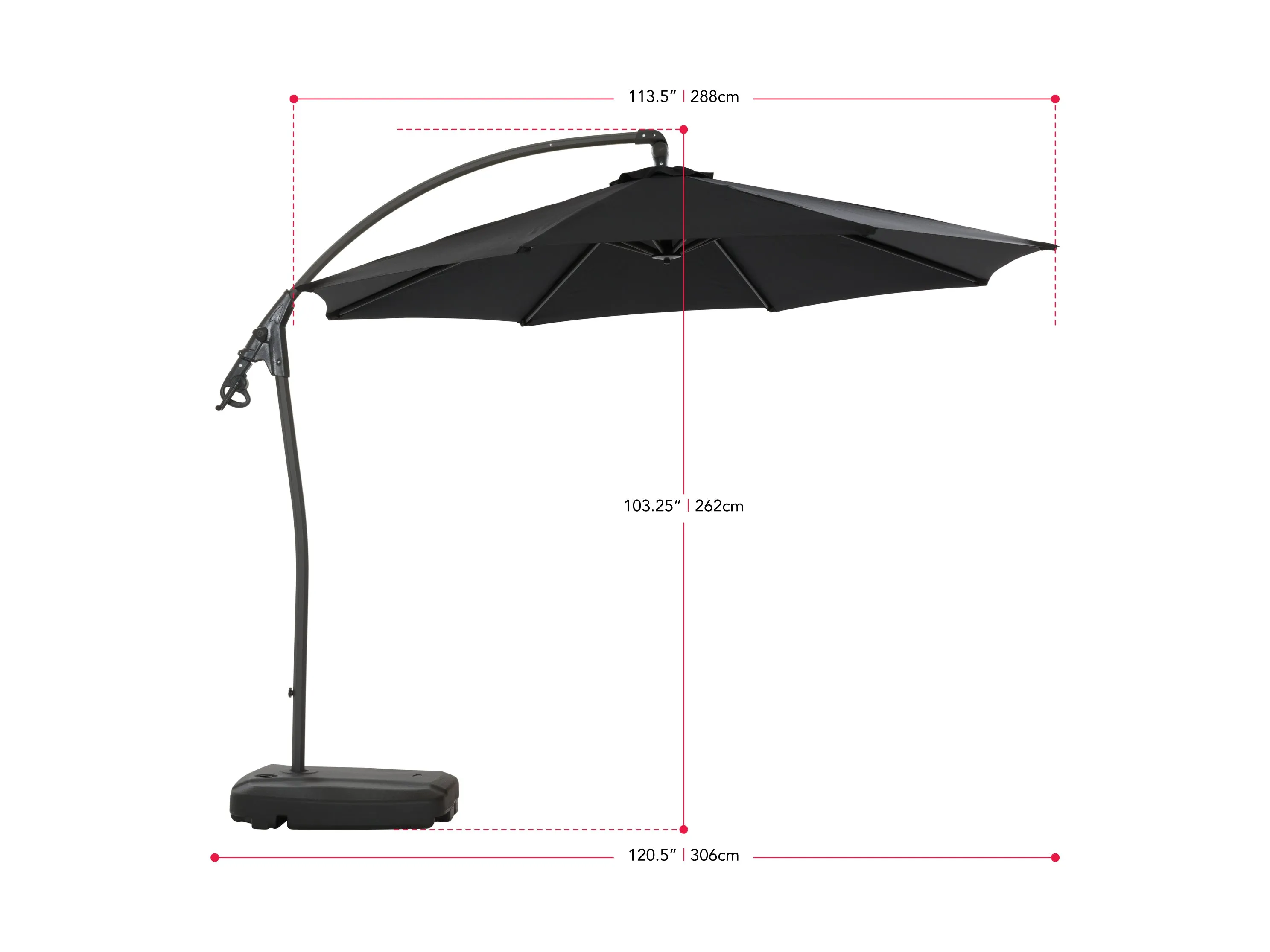 10ft Black Cantilever Umbrella with Base