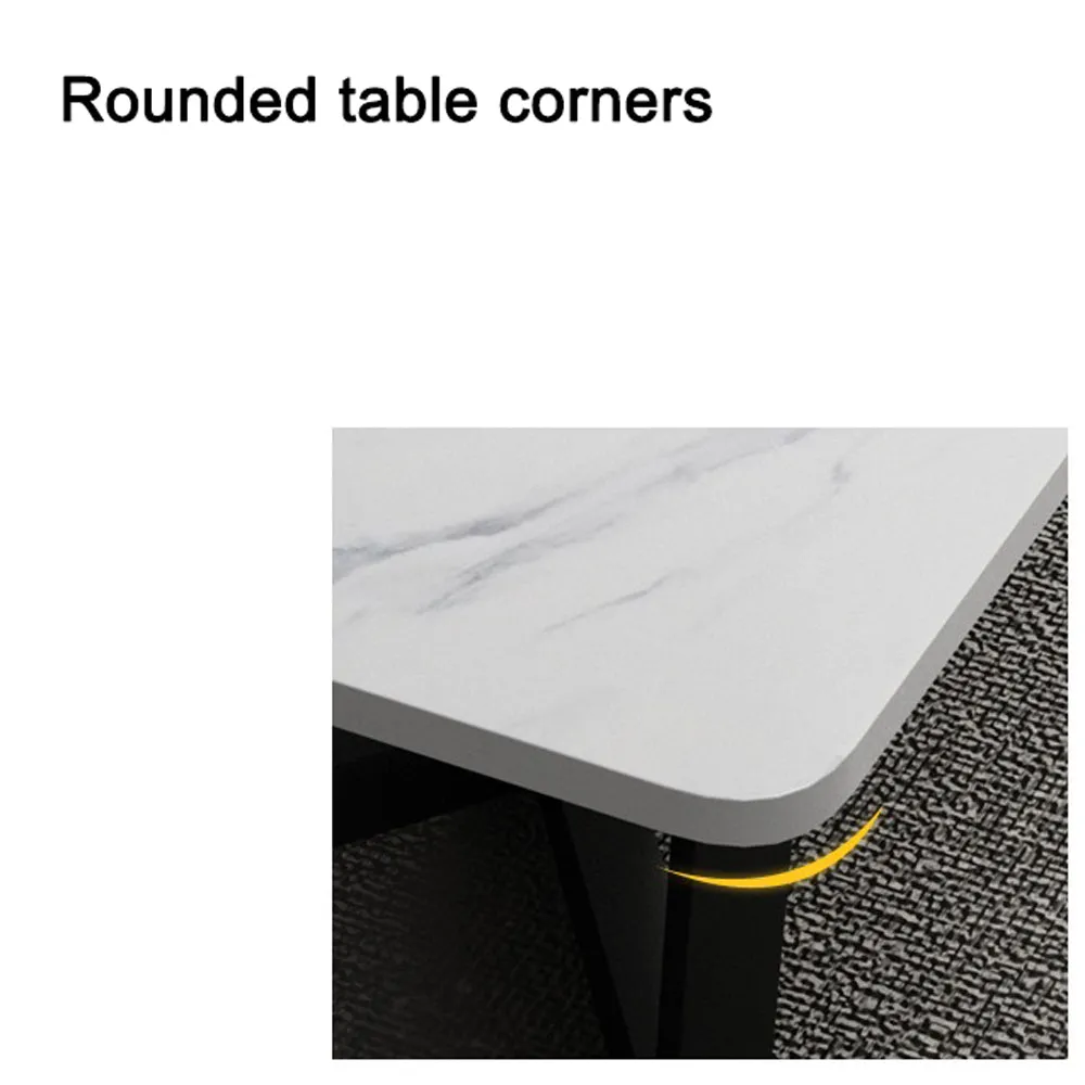 120x60cm Minimalist Slate Coffee Table Marble Tea Table Living Room Rectangle Cocktail Side Table Solid Metal Legs