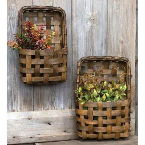 2/Set, Brown Tobacco Wall Pocket Baskets