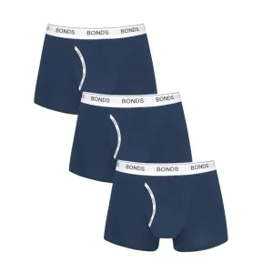 3 x Mens Bonds Guyfront Trunks Underwear Undies Navy/White