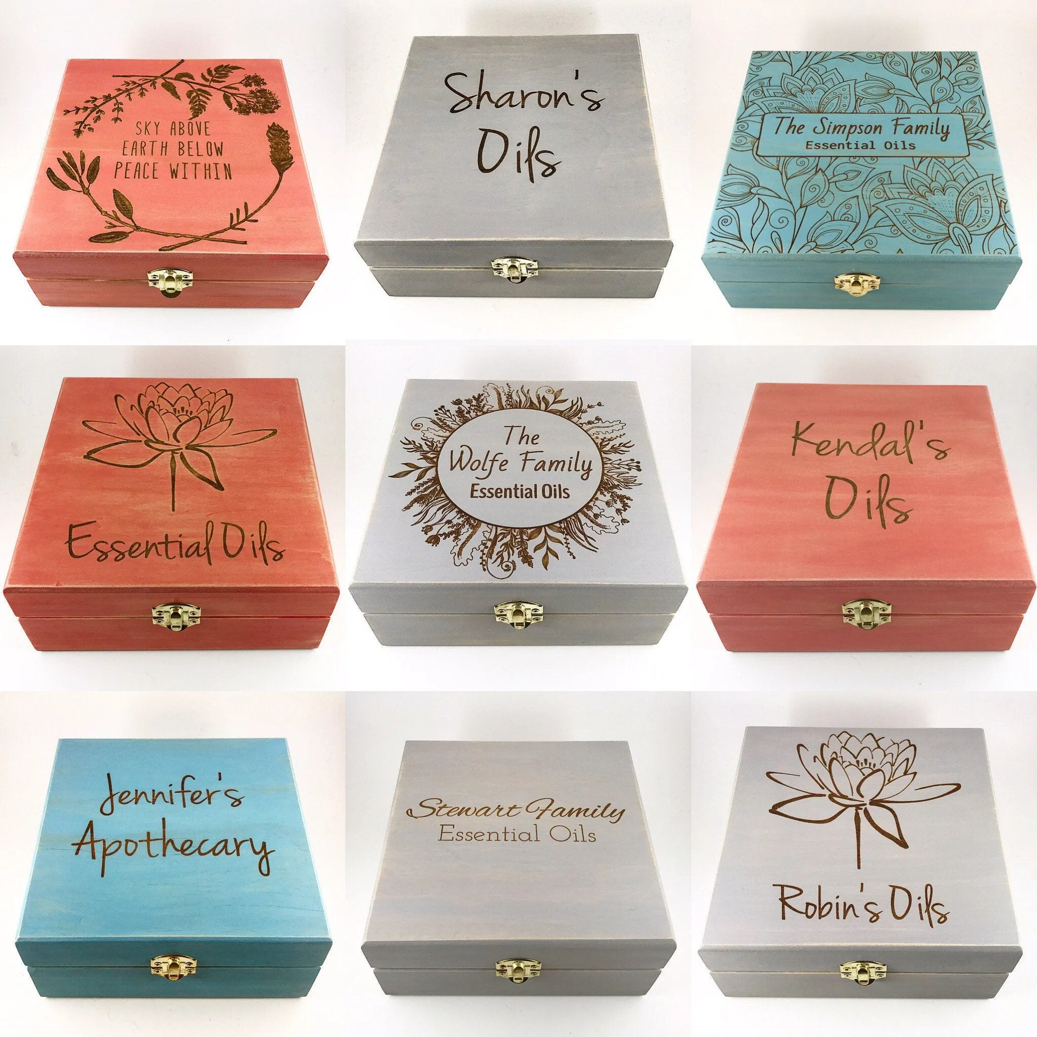 58 Slot Essential Oil Storage Box - Choose Stain Choose Design