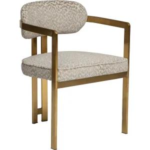 Athena Dining Arm Chair, Cloud Beige/Brushed Gold