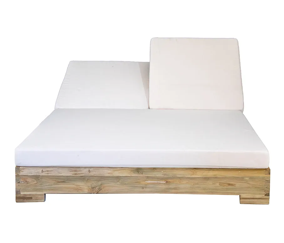 Banyu Teak Outdoor Double Sunbed, Bleached