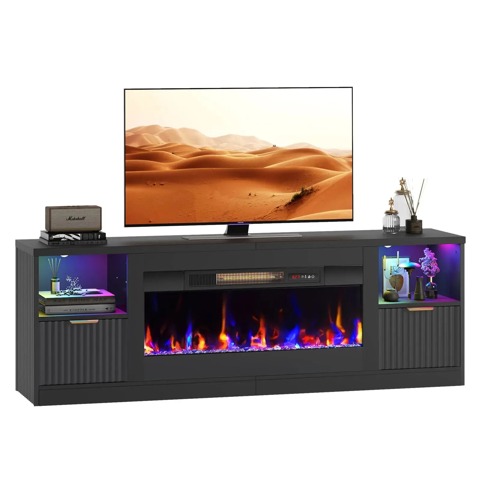 Bestier 71 Inch TV Stand with Electric Fireplace