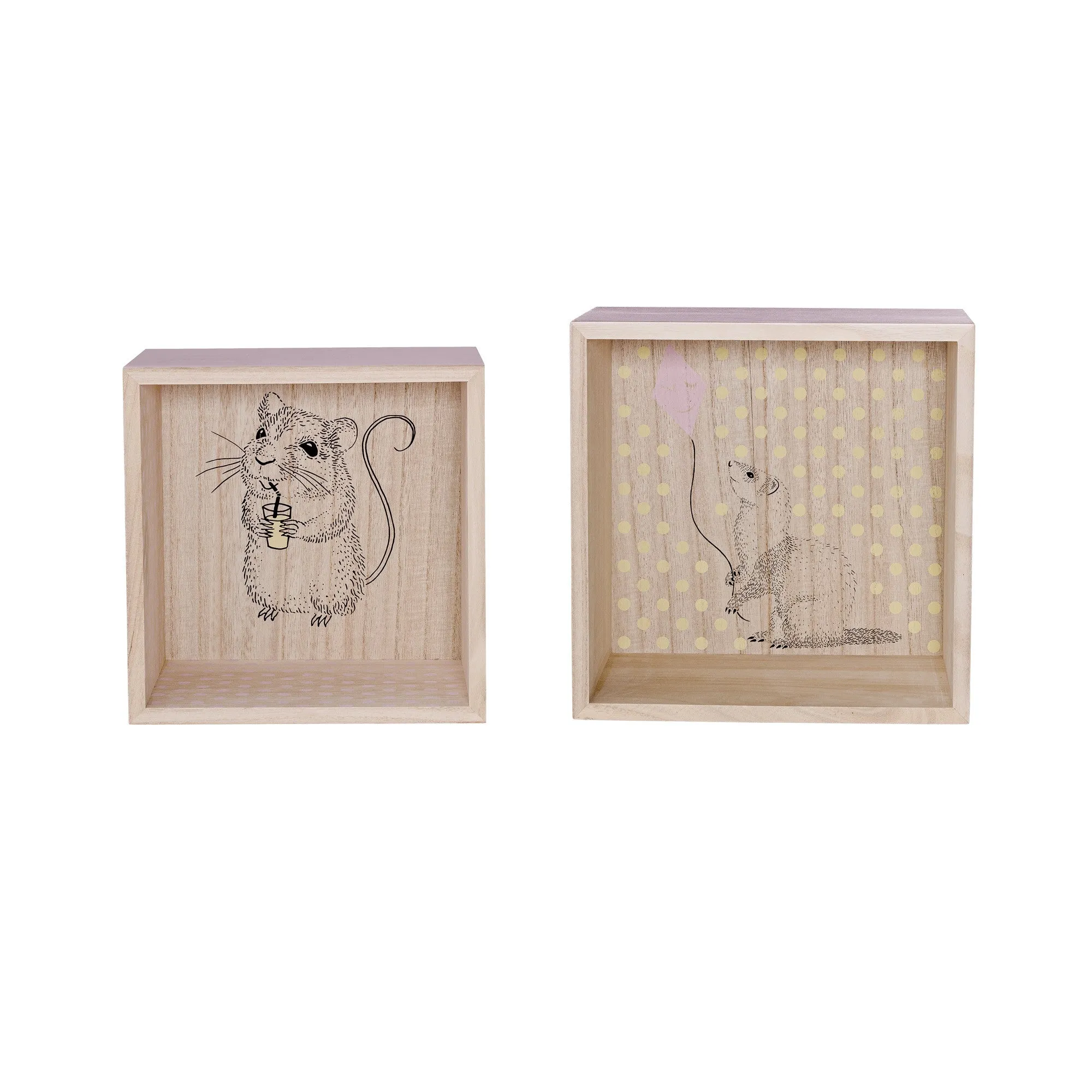 Bloomingville Set of 2 Nude with Print Inside Display Boxes