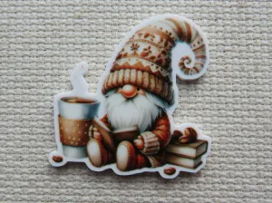 Book Reading Coffee Gnome Needle Minder, Cover Minder, Magnet