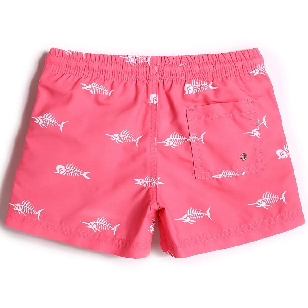 Boys Pink & Blue Fish Bone Swim Trunks