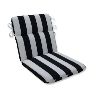 Cabana Stripe Black Rounded Corners Chair Cushion