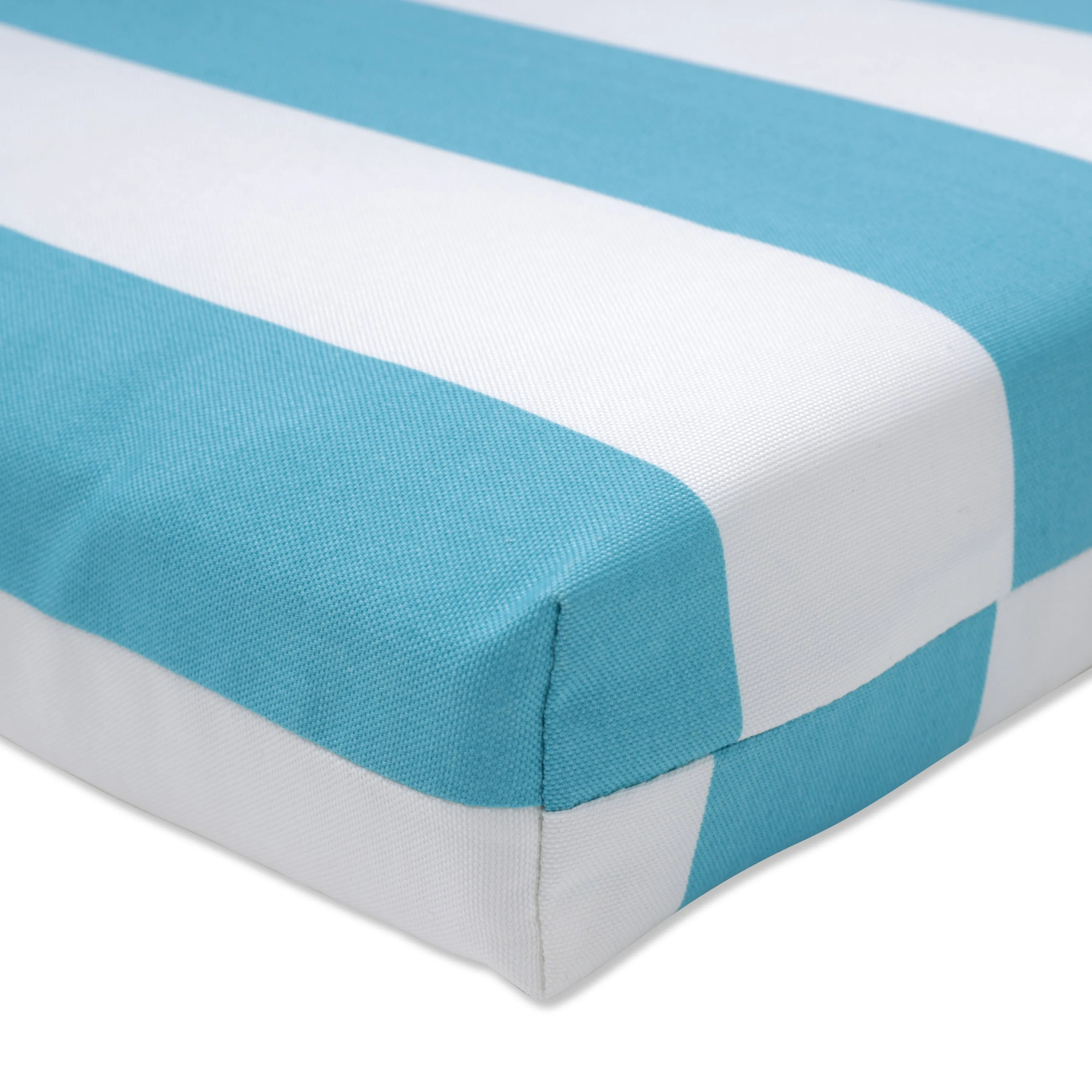 Cabana Stripe Turquoise Squared Corners Chair Cushion