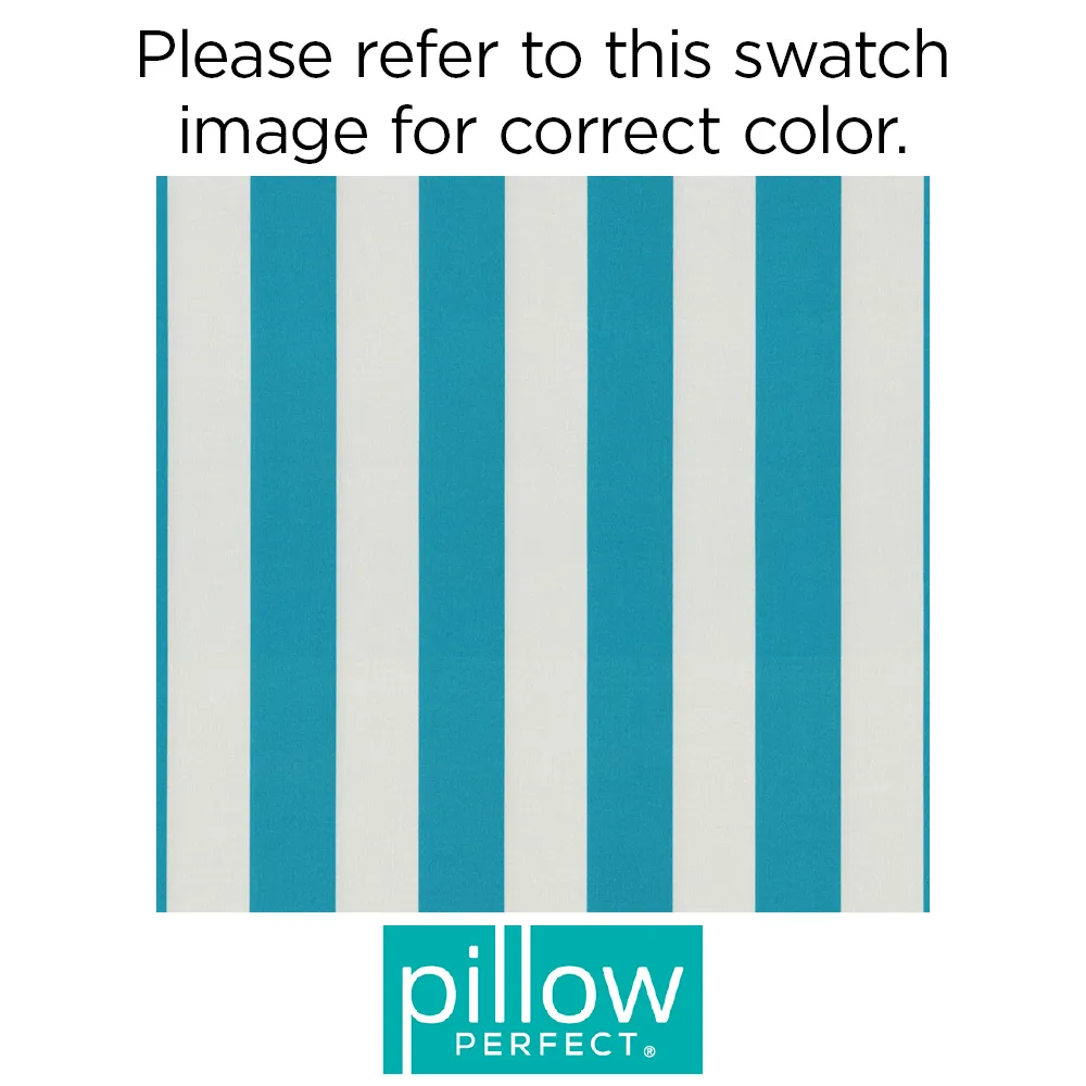 Cabana Stripe Turquoise Squared Corners Chair Cushion