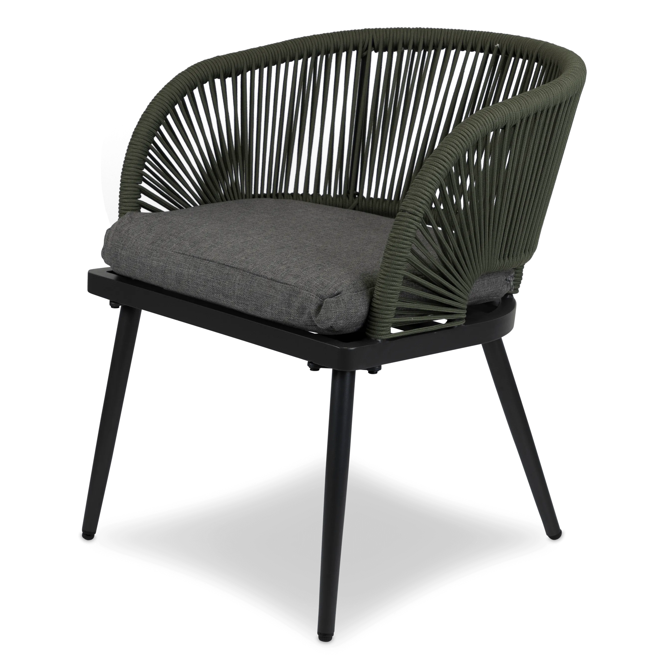 Cafe Collection Round 3pc Dining Suite in Gunmetal with Rope Chairs