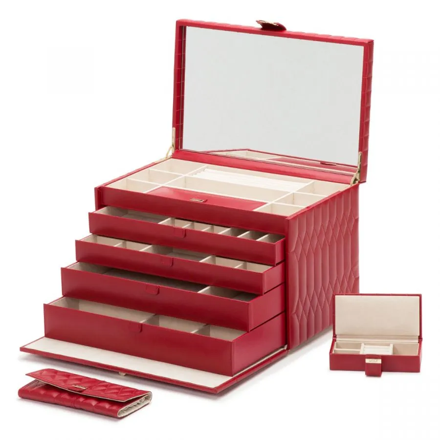 Caroline Extra Large Jewelry Box (Red)