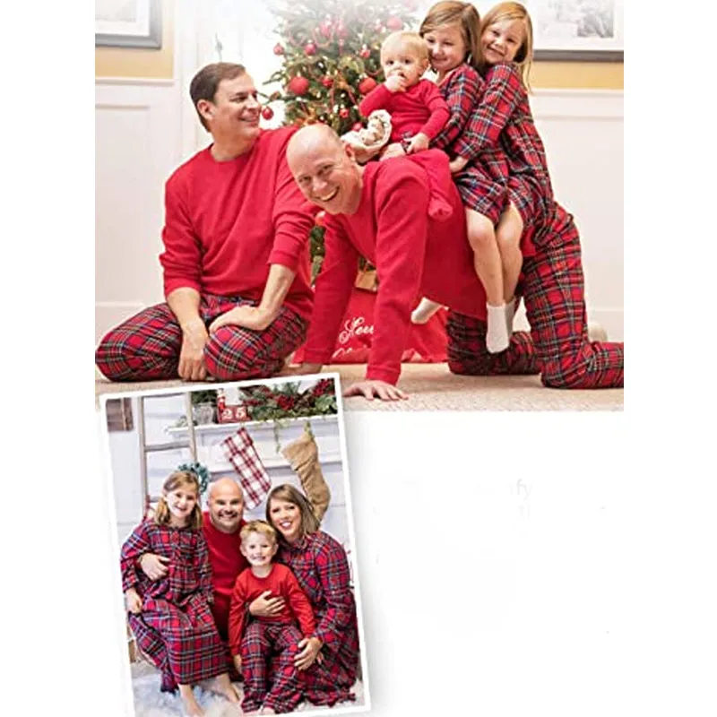 Christmas Thermal Plaid Family Sets