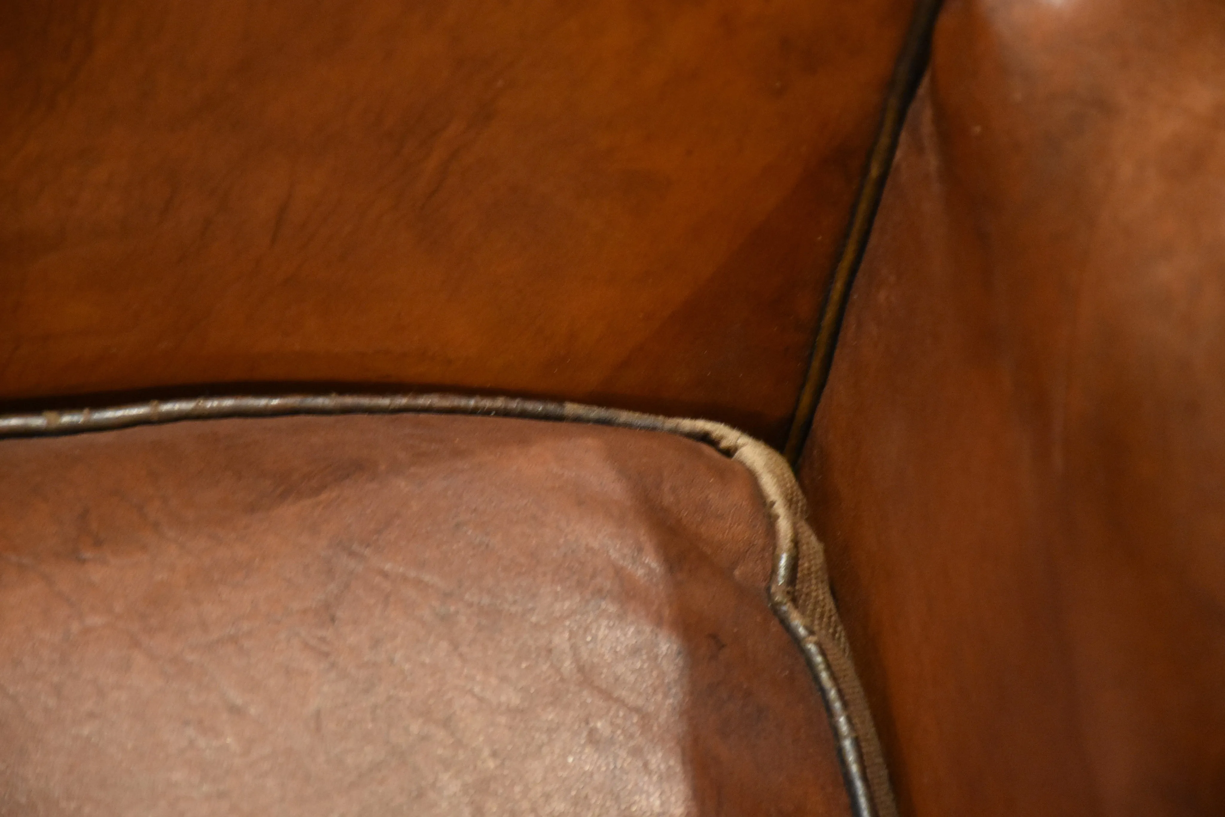 Club chairs, leather, 1930s-style French - pair