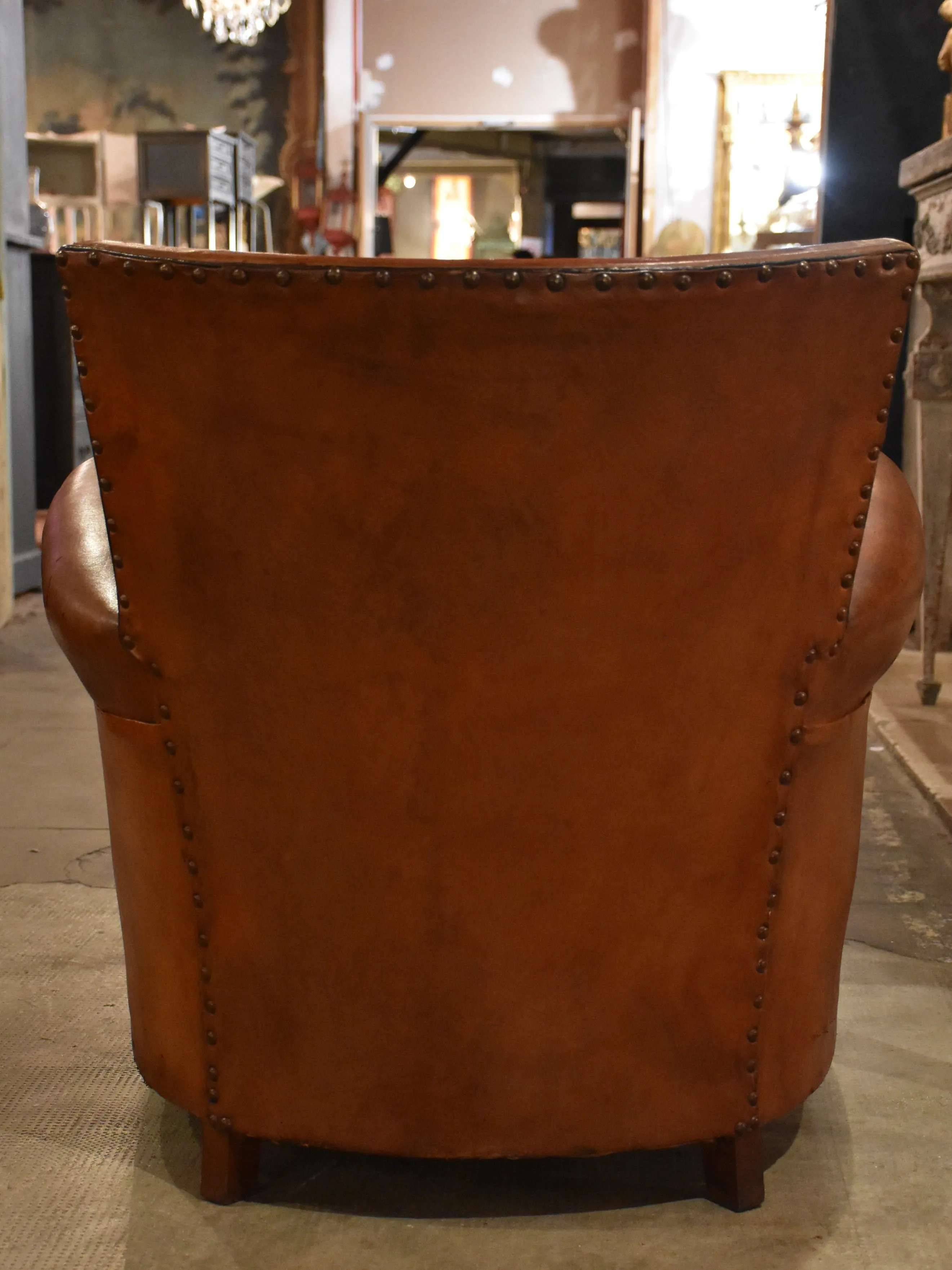 Club chairs, leather, 1930s-style French - pair