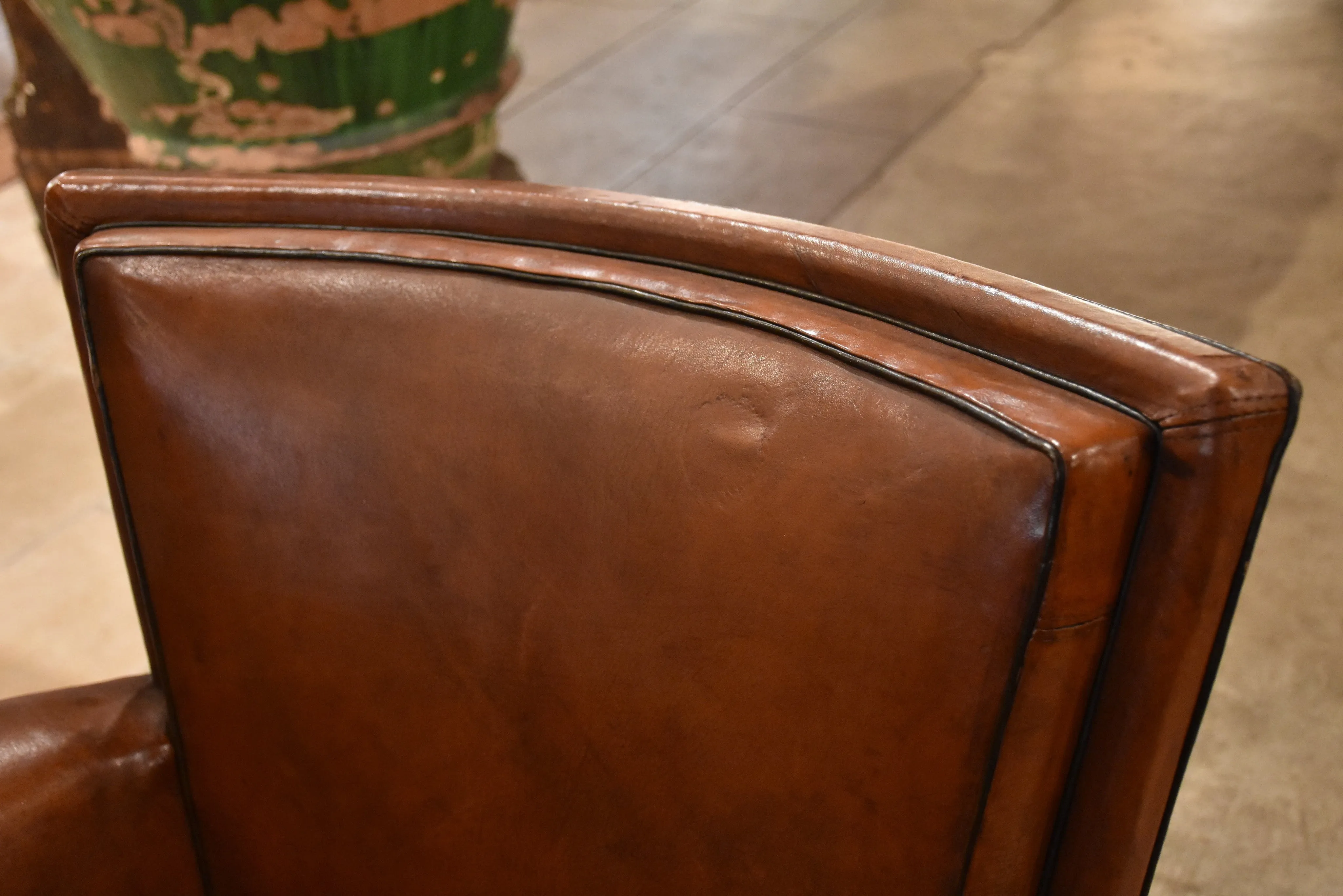 Club chairs, leather, 1930s-style French - pair