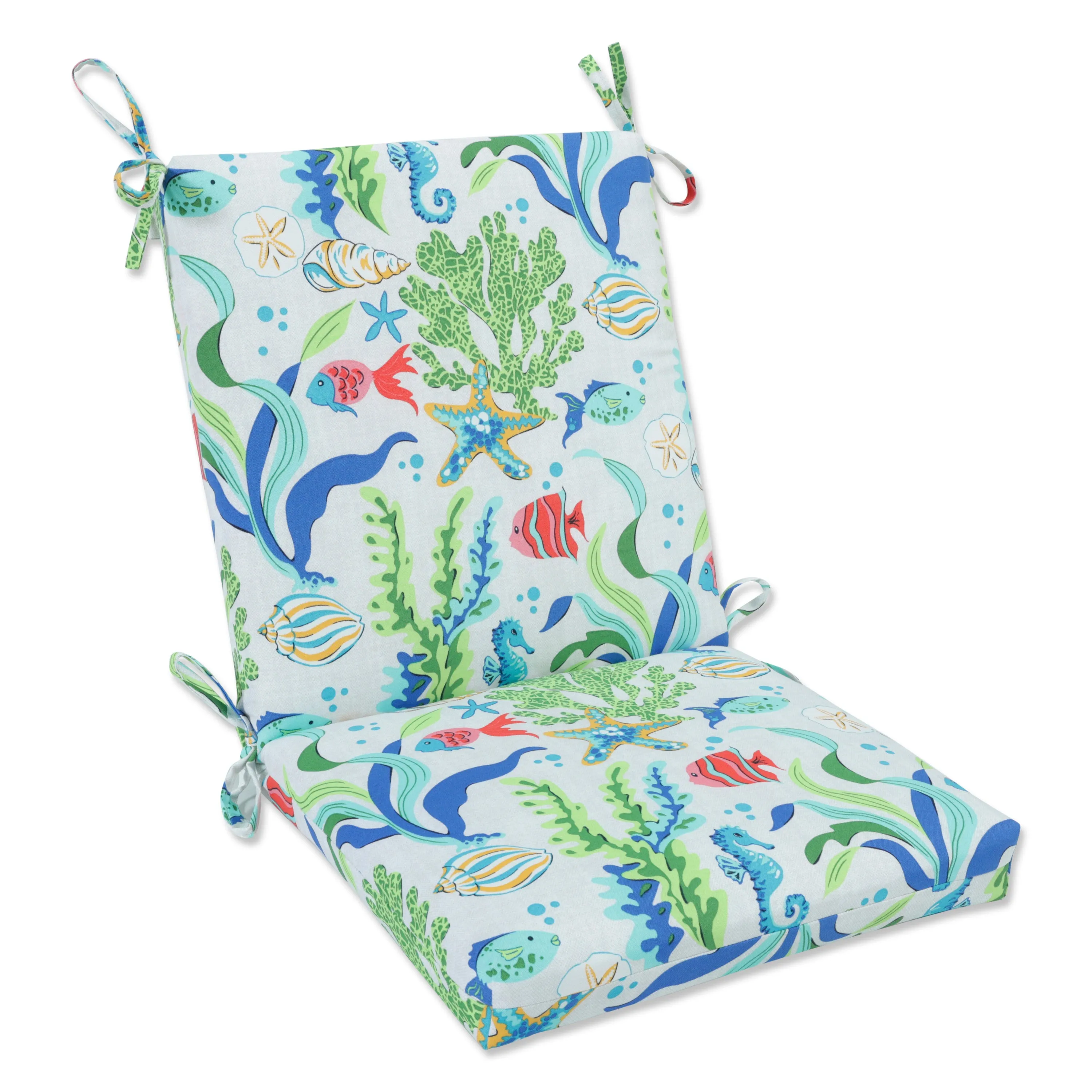 Coral Bay Blue Squared Corners Chair Cushion