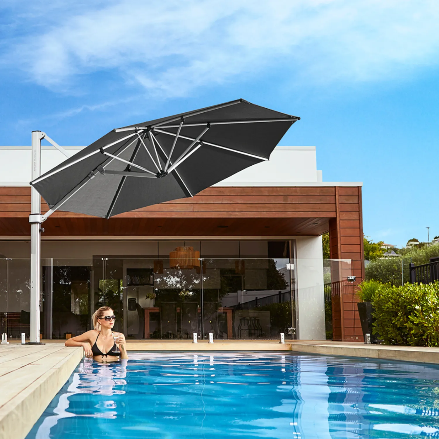 Designer 13' Octagon Dark Grey Cantilever Umbrella