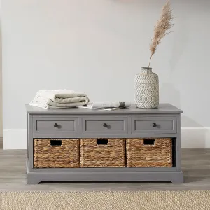 Devonshire Grey Wood 3 Drawer 3 Basket Unit