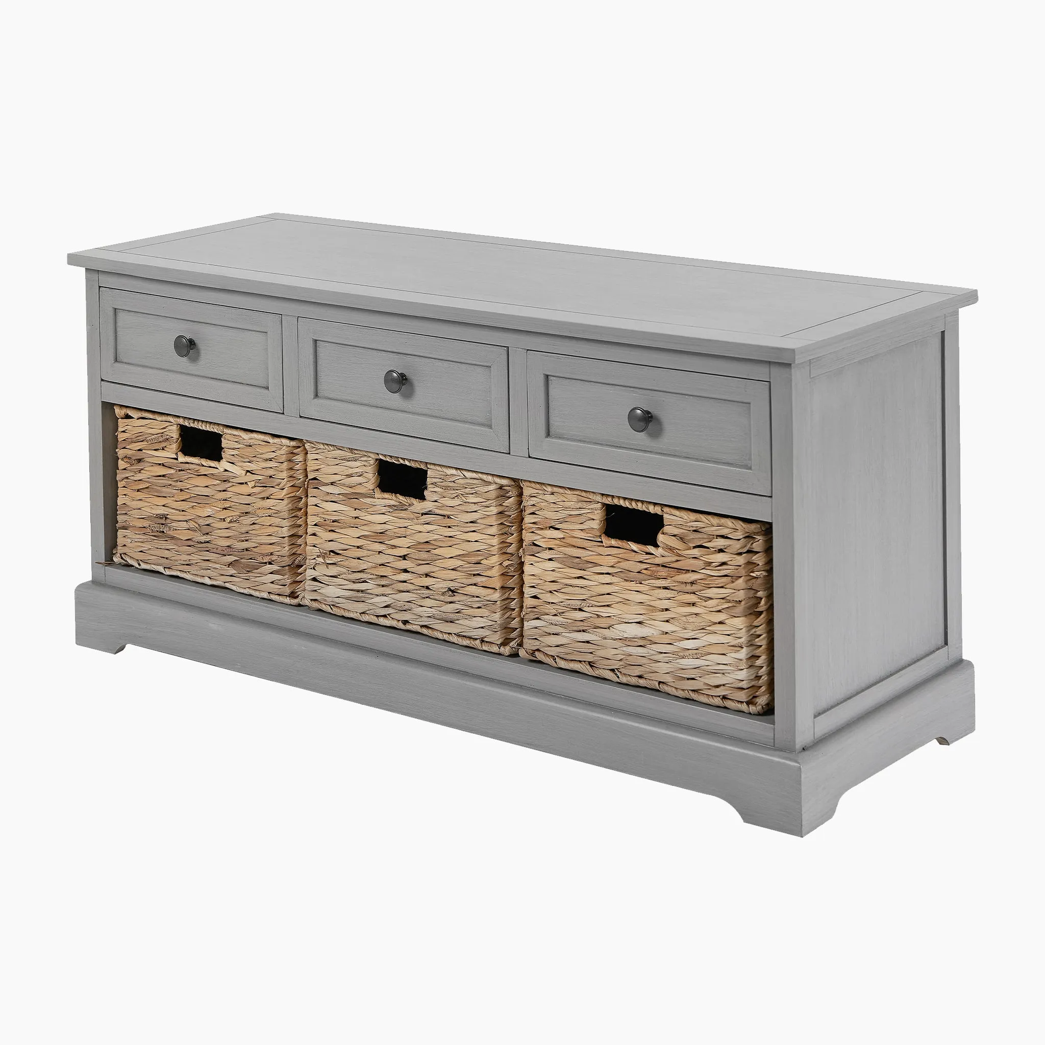 Devonshire Grey Wood 3 Drawer 3 Basket Unit