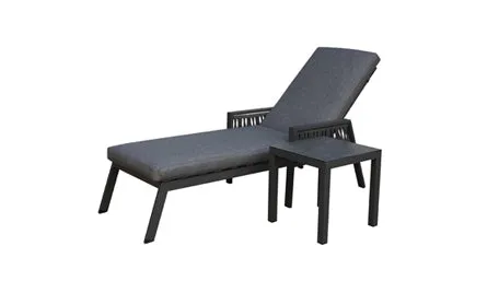 Duoyes Rope Wicker Outdoor Chaise Lounge and Coffee Table in Aluminum Frame with Cushions