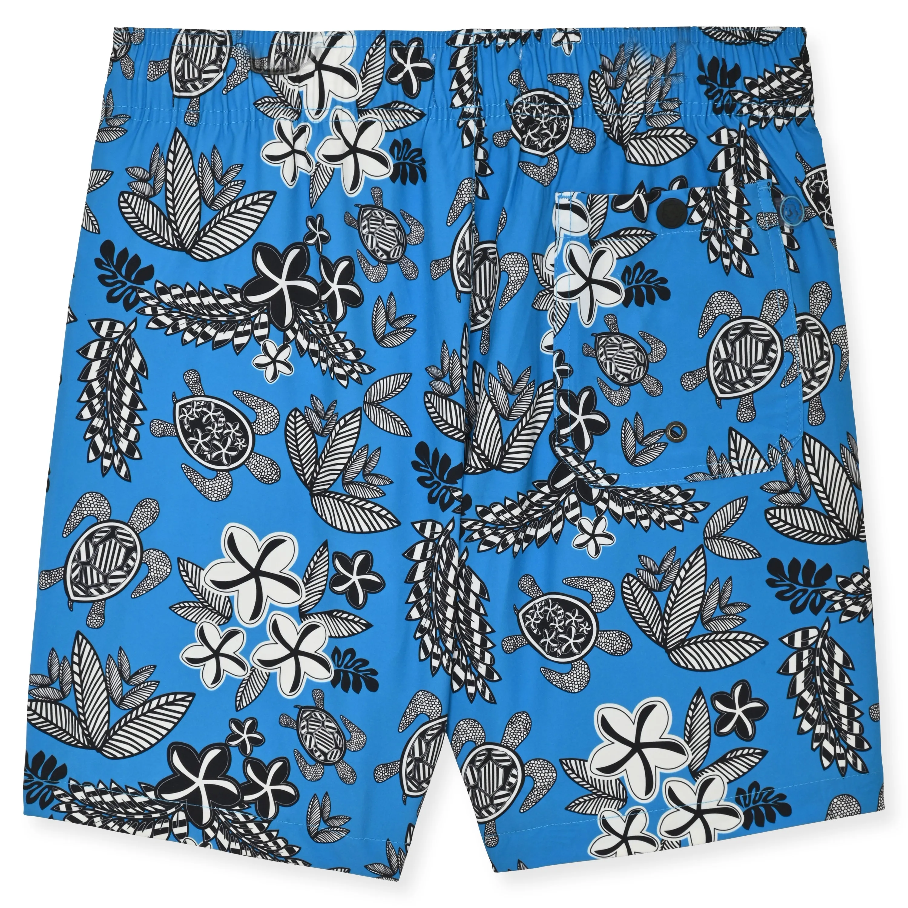 Electric Blue Geo Turtles Swim Trunk