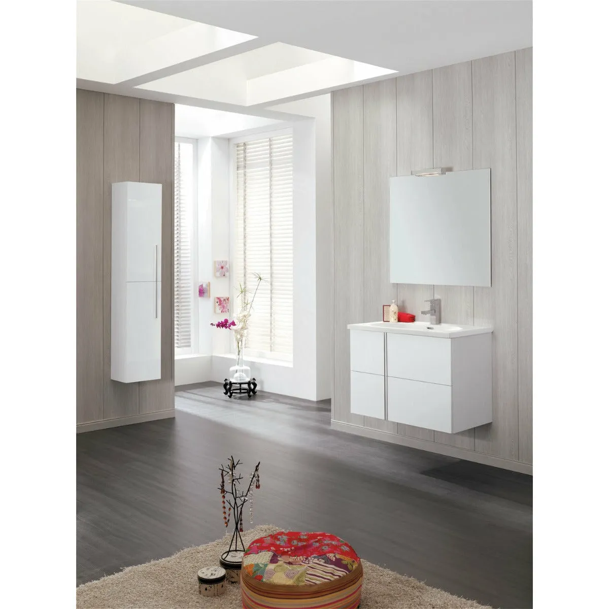 Frontline Onix Tall Wall Unit with Chrome Handles - Gloss White