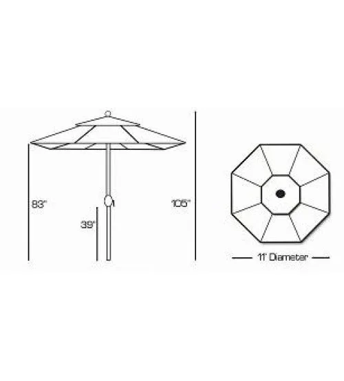 Galtech 789 - 11 FT Deluxe Auto Tilt Patio Umbrella