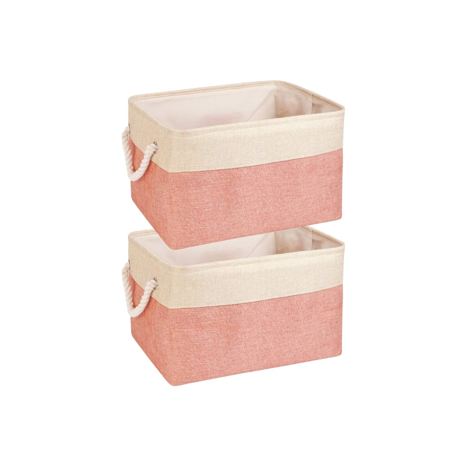 HomeStorie Foldable Baskets for Storage, Set of 2, Orange (AR1517-M*2)