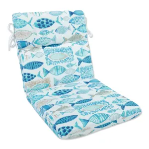 Hooked Seaside Blue Rounded Corners Chair Cushion