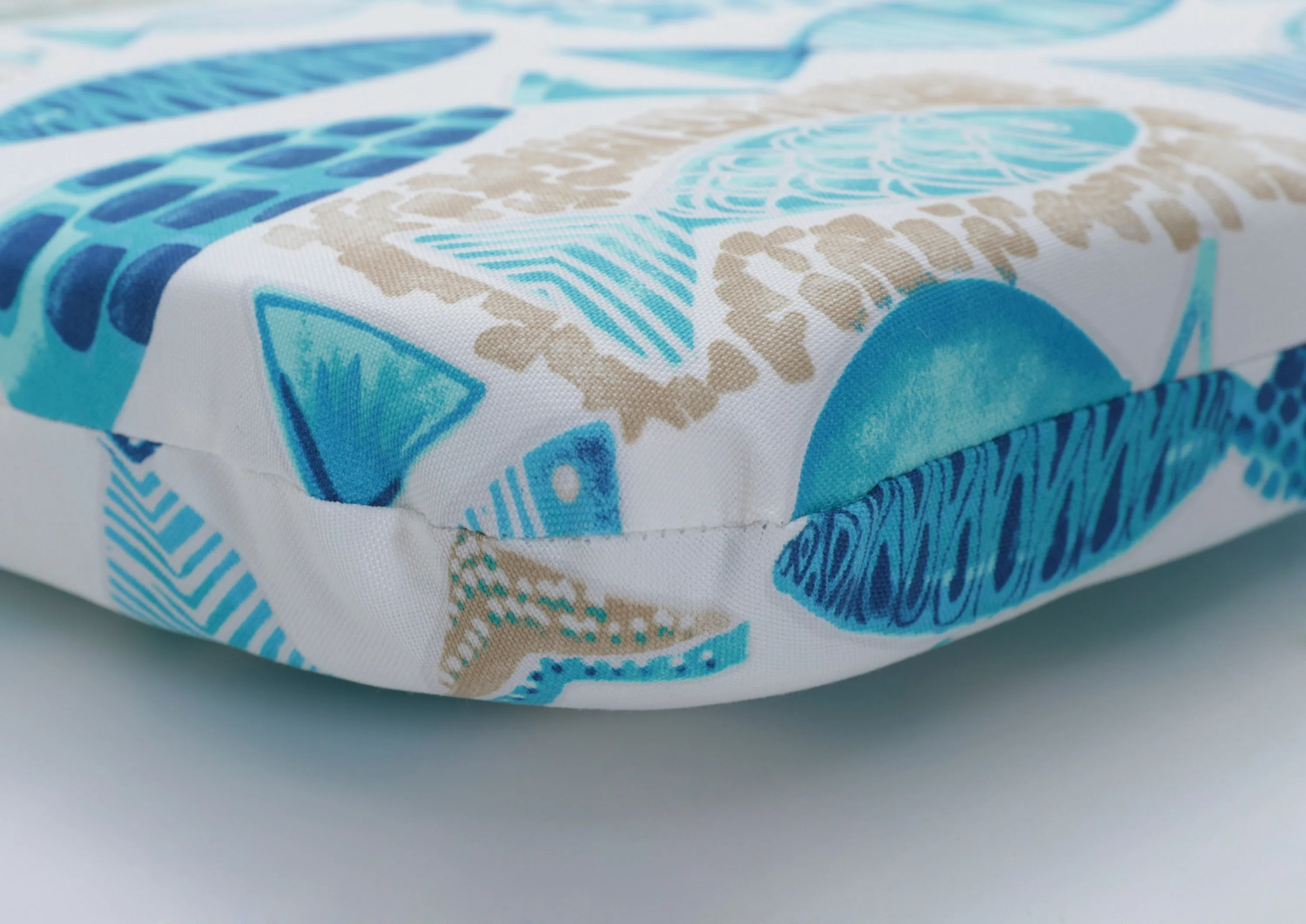 Hooked Seaside Blue Rounded Corners Chair Cushion