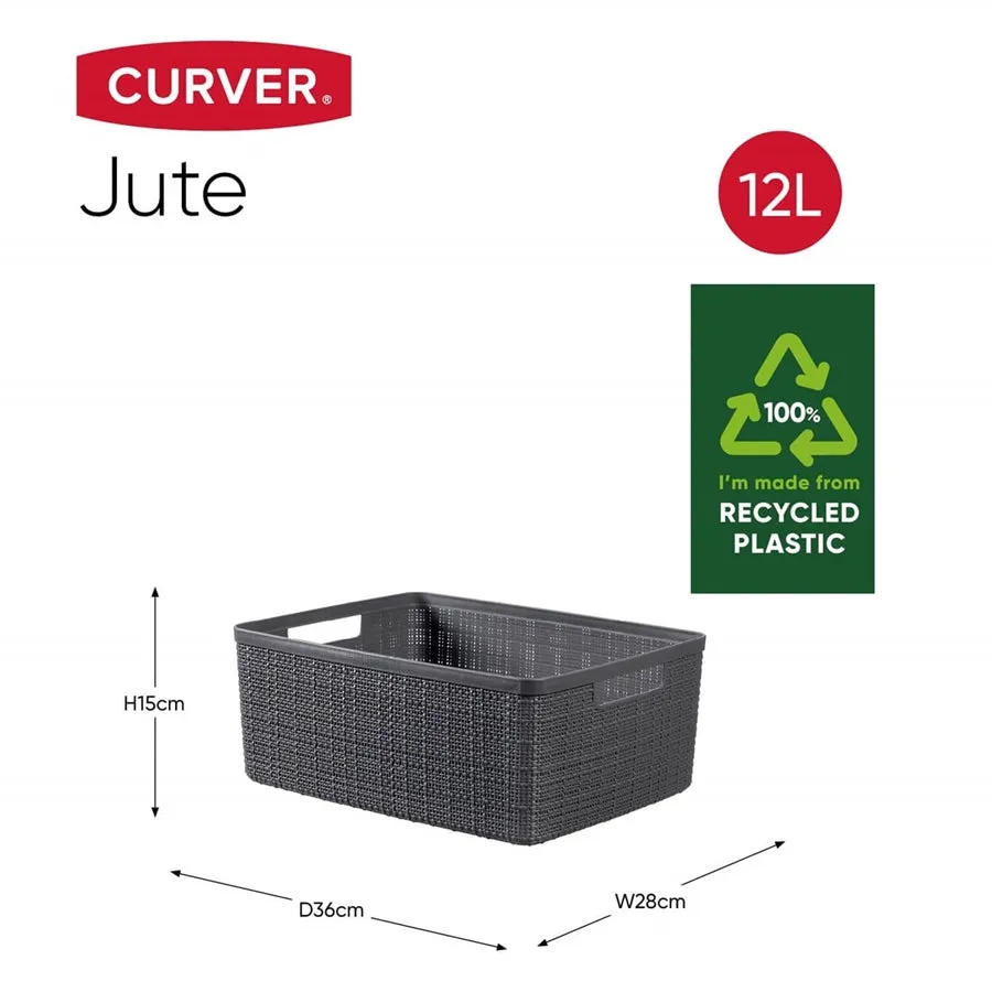 Jute Medium Storage Basket 12L Dark Grey