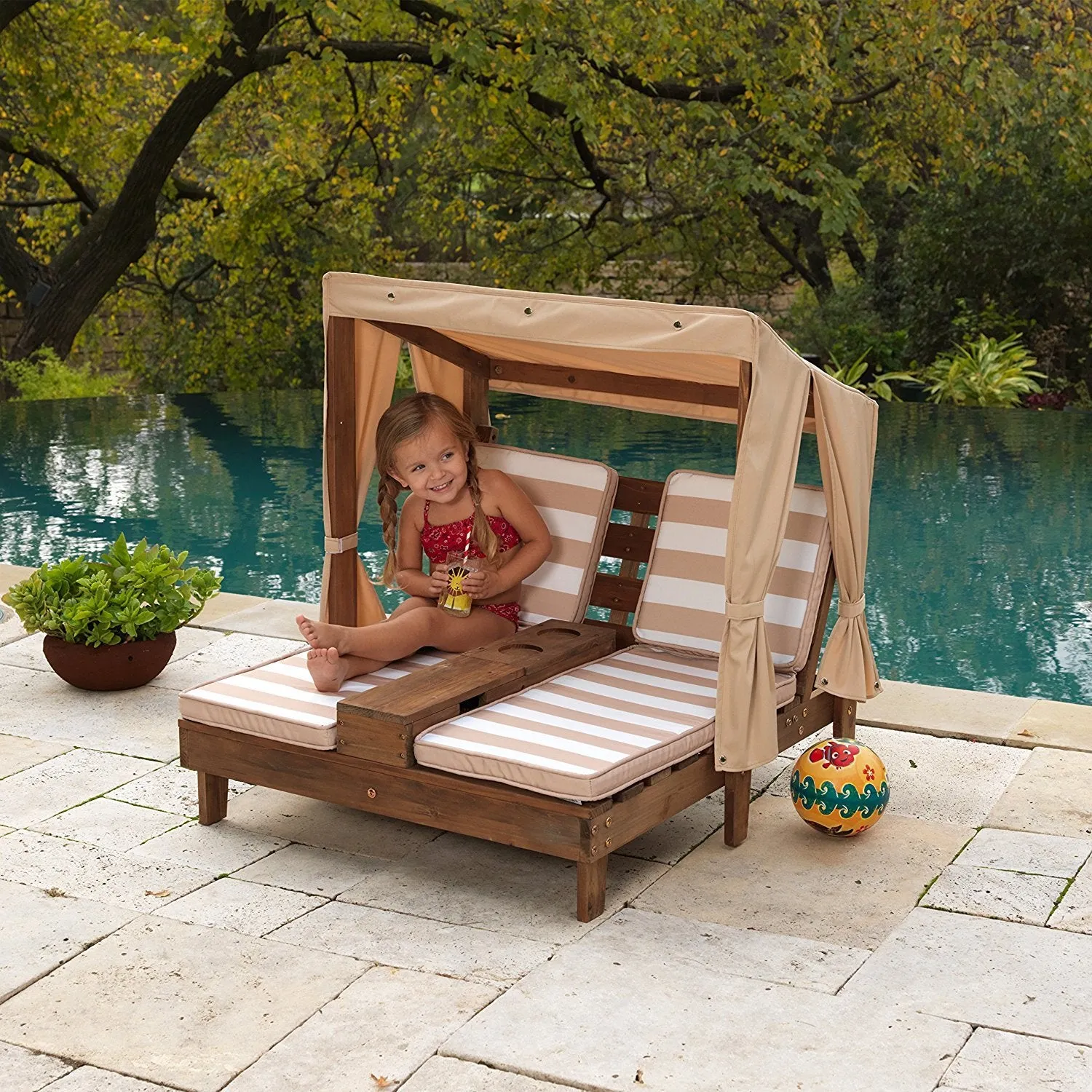 KidKraft Double Chaise Lounge with Cup Holders