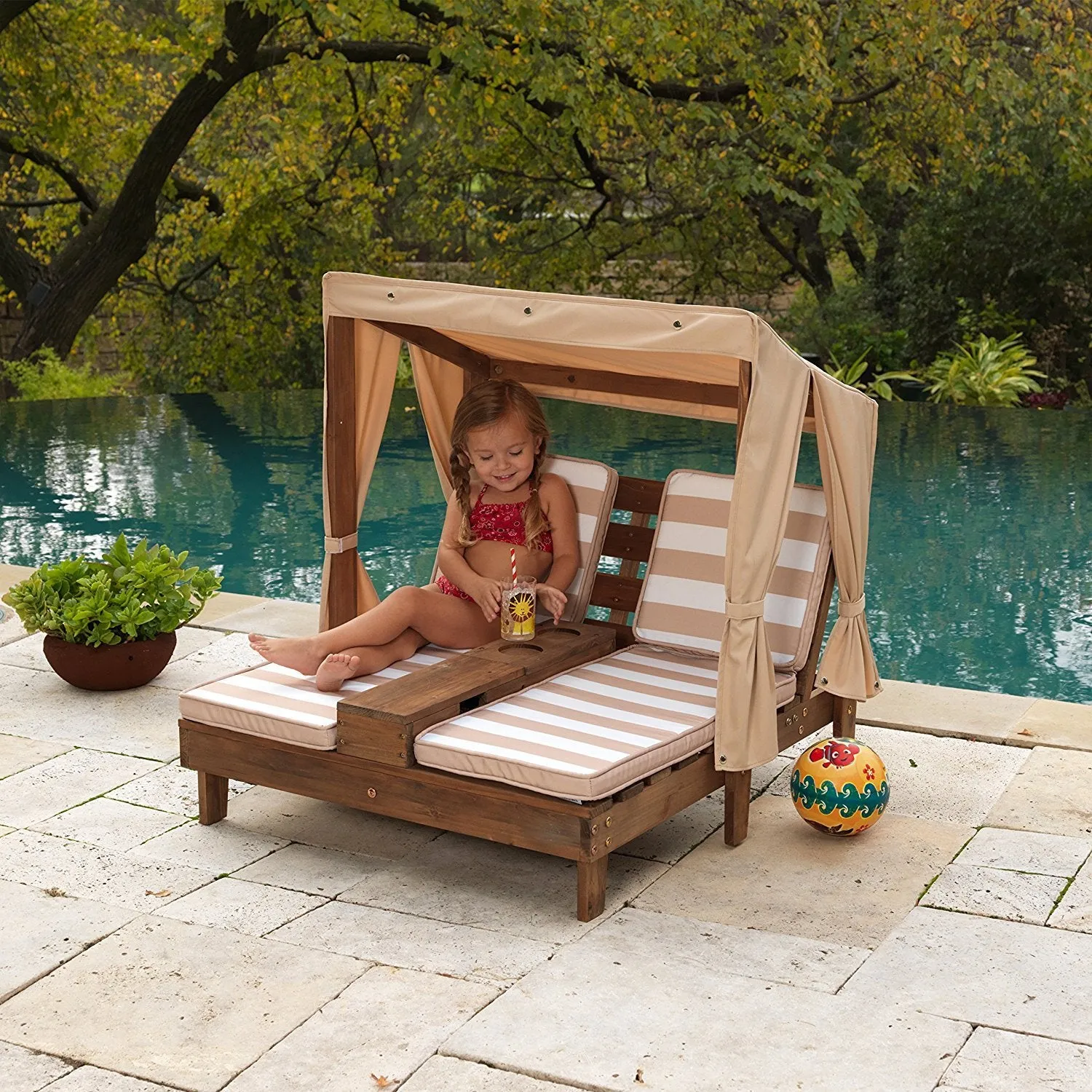 KidKraft Double Chaise Lounge with Cup Holders