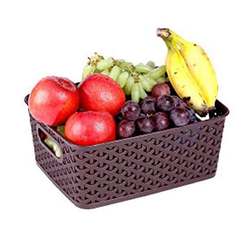 Kuber Industries Multipurpose Solitaire Storage Basket with Lid|Strong Plastic Material & Side Grip|Size Medium 30 x 24 x 12, Pack of 3 (Multi)-CTLTC10891