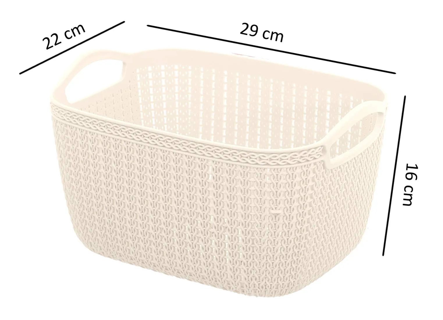 Kuber Industries Plastic Multipurpose Large Size Flexible Storage Baskets/Fruit Vegetable Bathroom Stationary Home Basket with Handles (Cream) -CTKTC42899