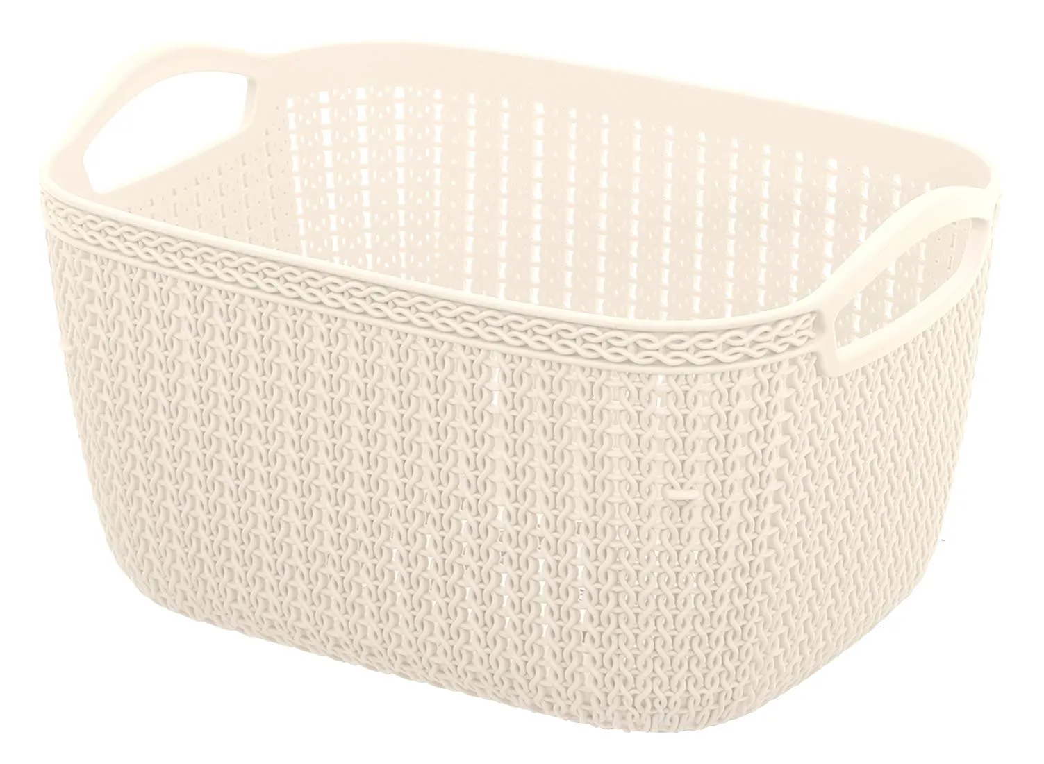 Kuber Industries Plastic Multipurpose Large Size Flexible Storage Baskets/Fruit Vegetable Bathroom Stationary Home Basket with Handles (Cream) -CTKTC42899