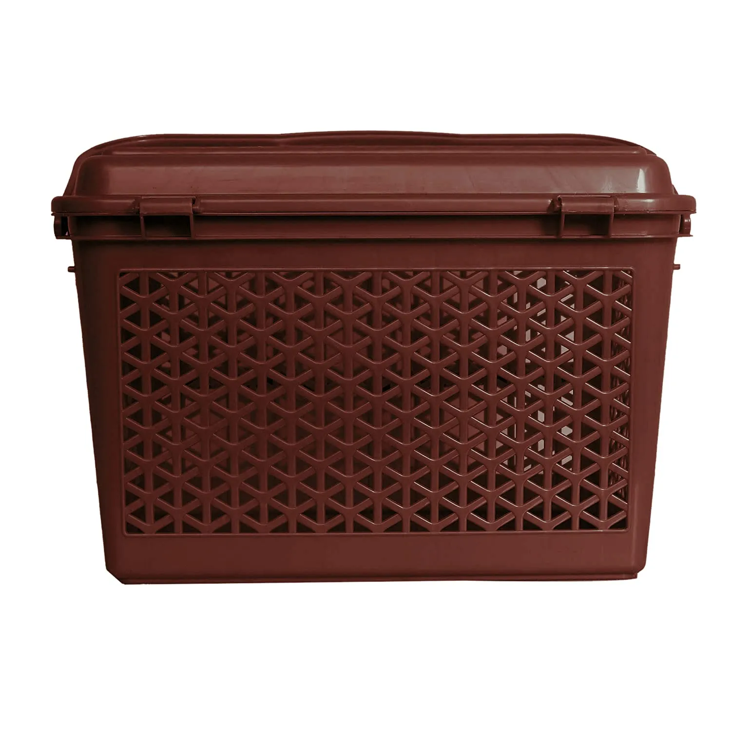 Kuber Industries Plastic Multipurpose Trendy Shopping Big Basket with Lid (Dark Brown)-HS_38_KUBMART21159 (Model: HS_38_KUBMART021159)