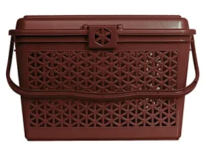 Kuber Industries Plastic Multipurpose Trendy Shopping Big Basket with Lid (Dark Brown)-HS_38_KUBMART21159 (Model: HS_38_KUBMART021159)