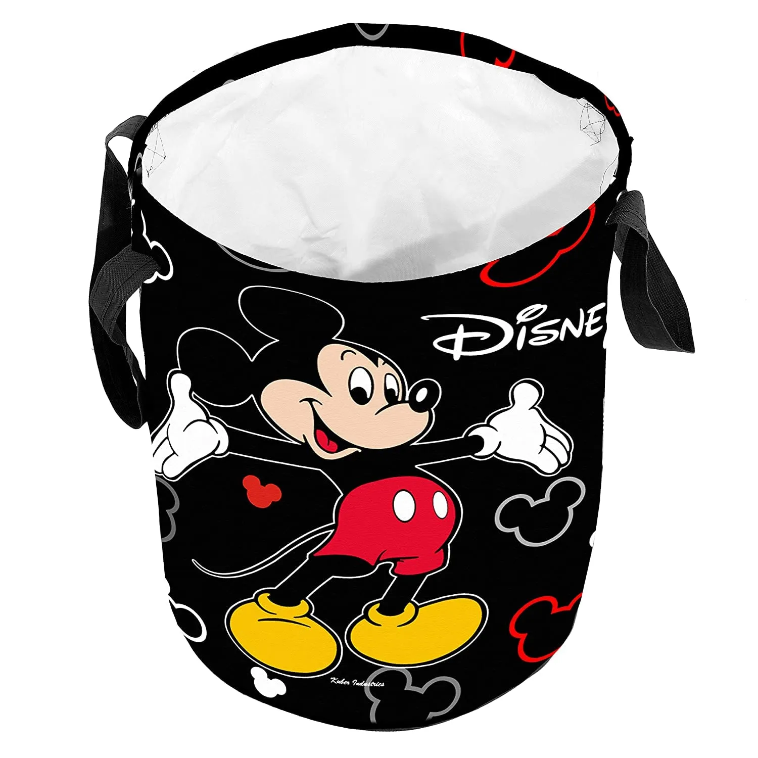 Kuber Industries Polyester Mickey Mouse Print Waterproof & Foldable Laundry Basket, 45 Ltr.(Black)