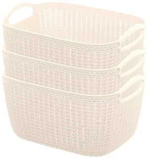 Kuber Industries Unbreakable Plastic 3 Pieces Multipurpose Large Size Flexible Storage Baskets/Fruit Vegetable Bathroom Stationary Home Basket with Handles (Multi) -CTKTC37826