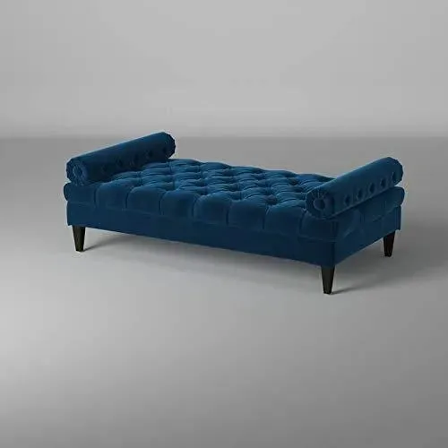 Large Bolstered Lounge Entryway Deewan Three Seater Lounge  for Living Room (Blue Velvet)