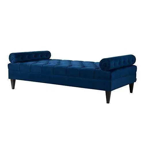 Large Bolstered Lounge Entryway Deewan Three Seater Lounge  for Living Room (Blue Velvet)