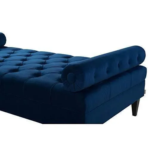 Large Bolstered Lounge Entryway Deewan Three Seater Lounge  for Living Room (Blue Velvet)