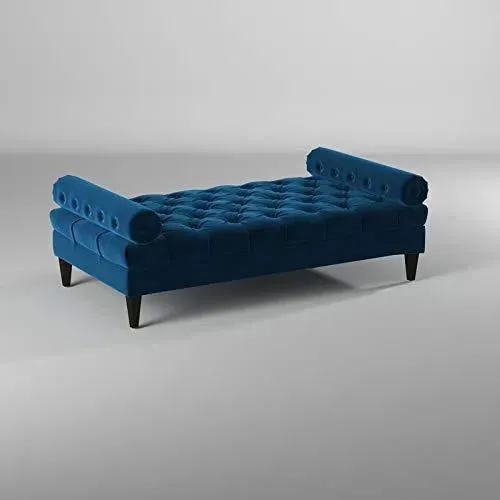 Large Bolstered Lounge Entryway Deewan Three Seater Lounge  for Living Room (Blue Velvet)