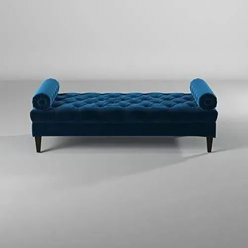 Large Bolstered Lounge Entryway Deewan Three Seater Lounge  for Living Room (Blue Velvet)