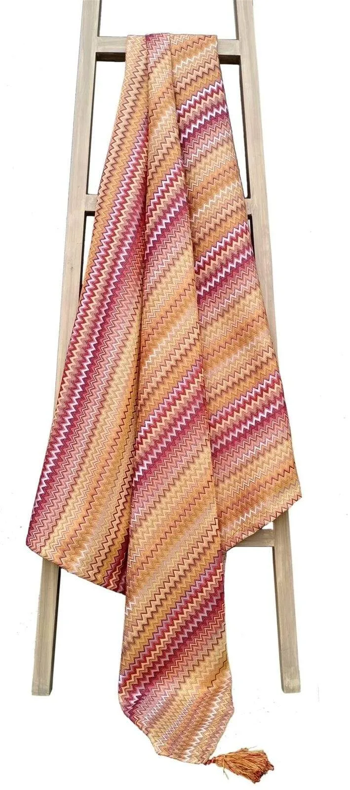 Mia Bohemian Throw Blanket with Tribal Striped Pattern and Tasselled Edges Soft Polyester for Sofas and Beds in Calming Colours by OLIVIA ROCCO