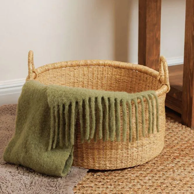 Natural Floor Storage Basket with Handles - Two Size Options