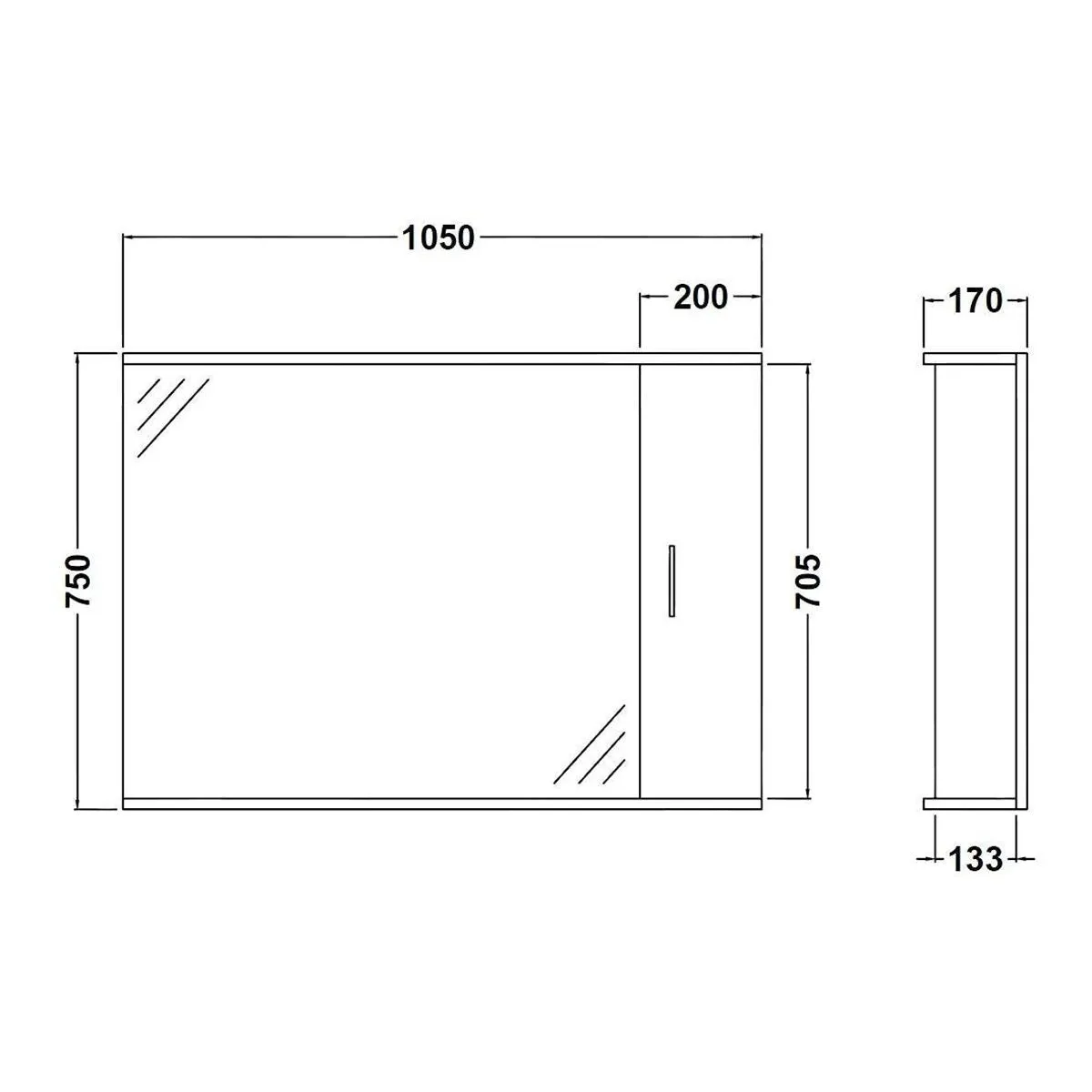 Nuie Mayford Wall Hung 1050mm Mirror Cabinet in Gloss White