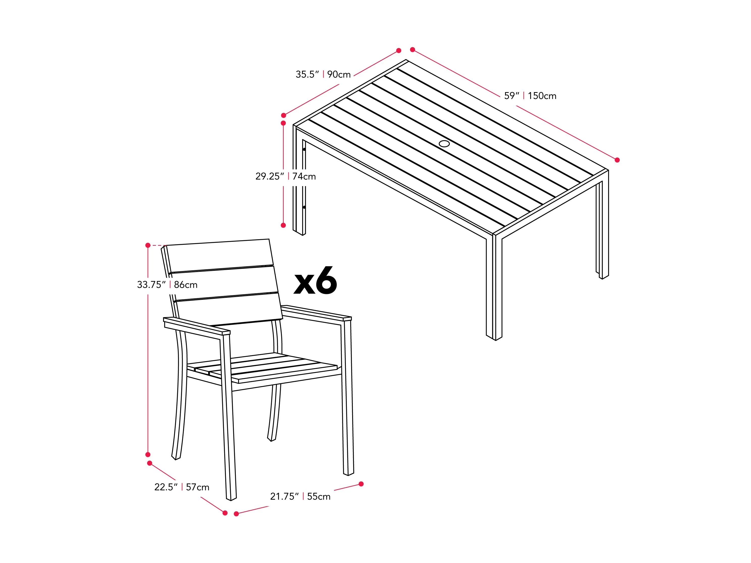 Outdoor Dining Set 7pc